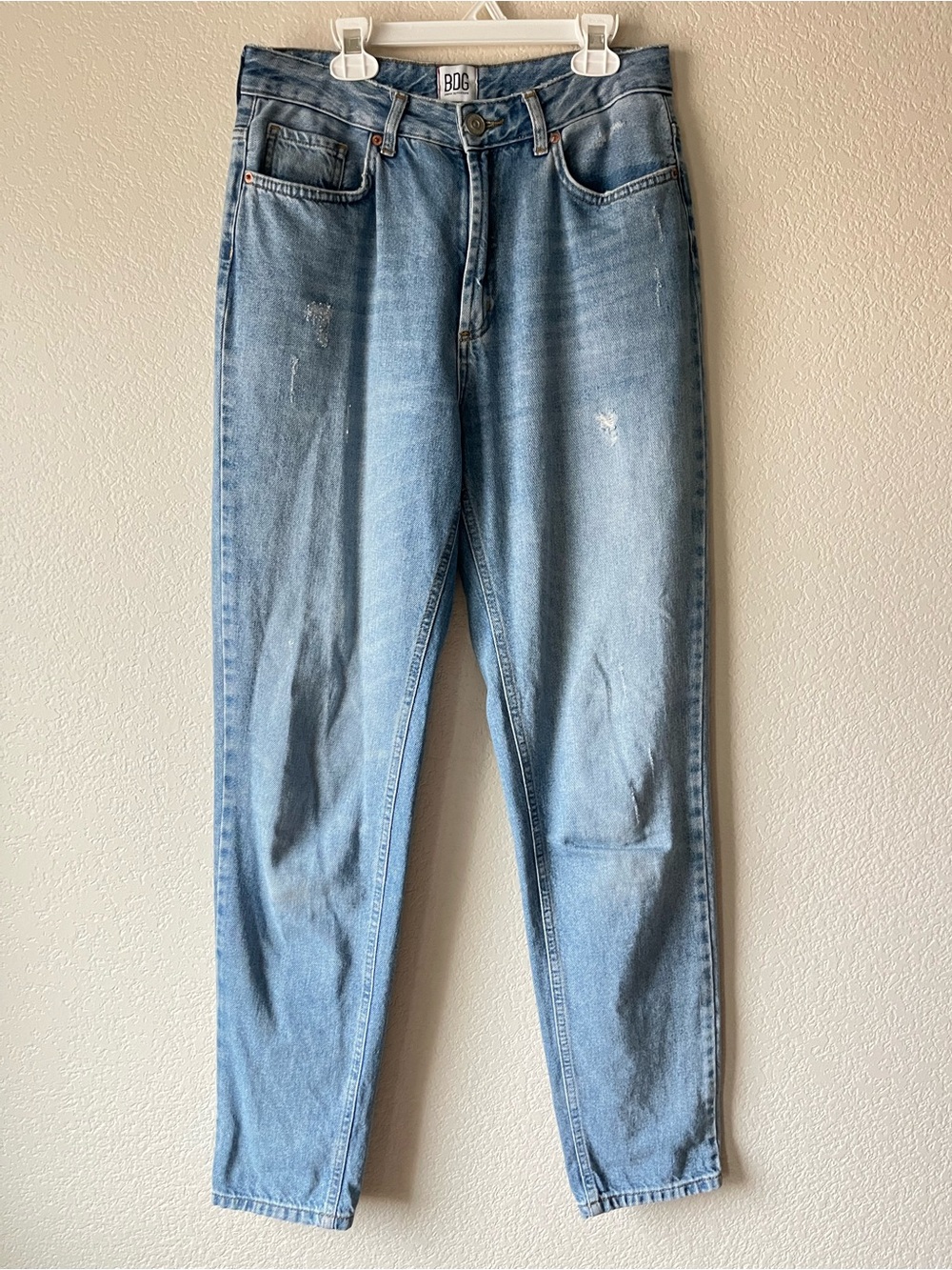 BDG Distressed 80s Classic Light Wash High-Rise Mom Jean